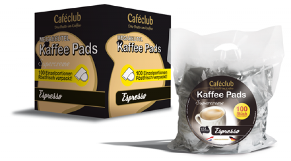 Cafeclub Megabeutel Supercreme coffee pads (8 x 100 Pads) Espresso Kopen