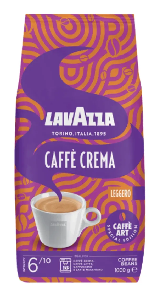 Lavazza Caffè Crema Leggero Caffe Art Coffee Beans (4 x 1 Kilo)