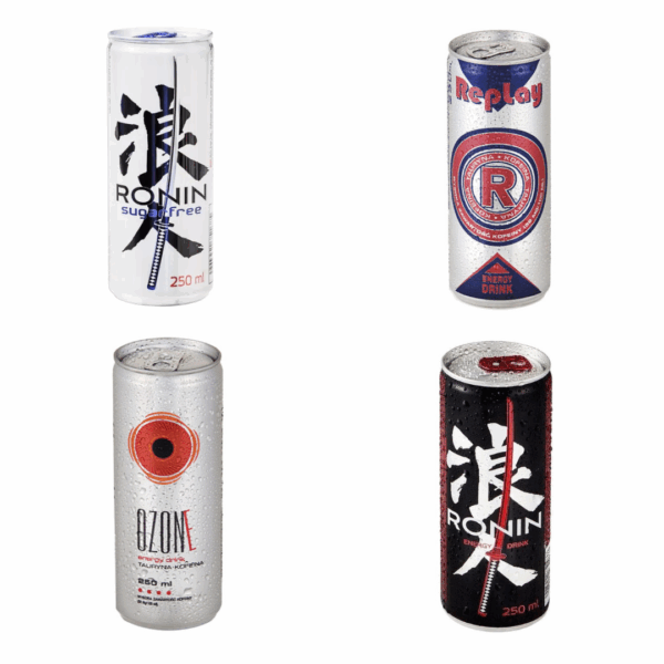 Replay Energy, Ronin Energy, Ozone Energy & Ronin Sugarfree Energy (96 x 0,25L)