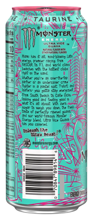 Monster Energy Ultra Vice Guava (24 x 0,473 Liter blik USA)