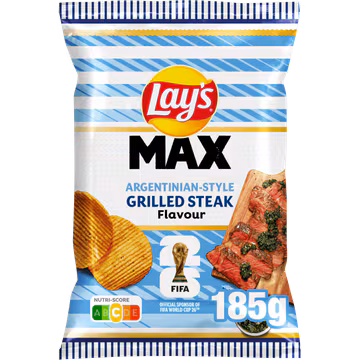 Lay's Max Argentinian Style Grilled Steak Chips (10 x 185g) WM-Special