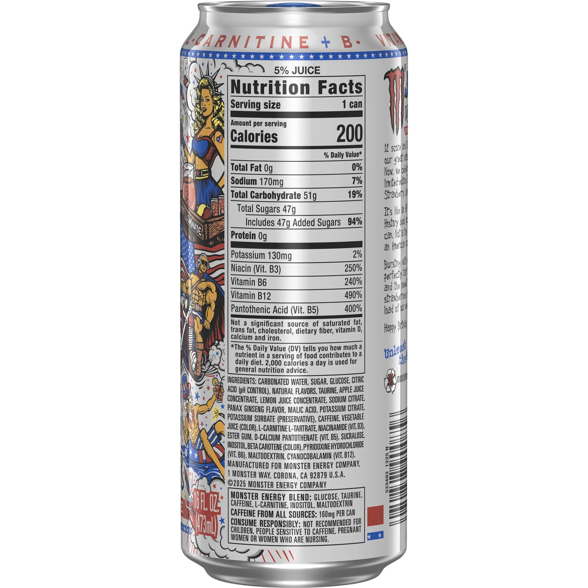 Monster Energy Juice Strawberry Lemonade (24 x 0,473 Liter cans USA)